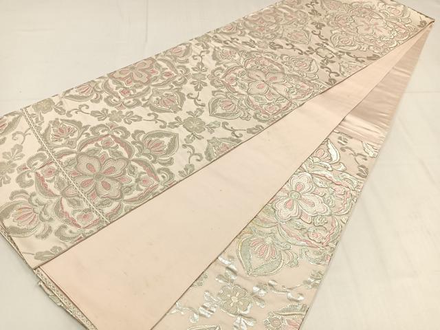 平和屋着物◎六通柄袋帯　唐織　羽衣　銀糸　正絹　逸品　AABM5383bw