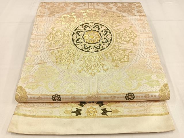 平和屋着物◎六通柄袋帯　正倉院花丸文　金糸　正絹　逸品　AABM5403bw
