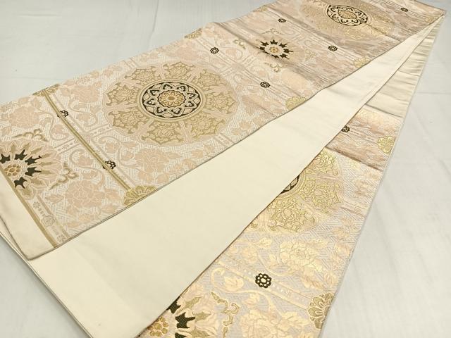 平和屋着物◎六通柄袋帯　正倉院花丸文　金糸　正絹　逸品　AABM5403bw