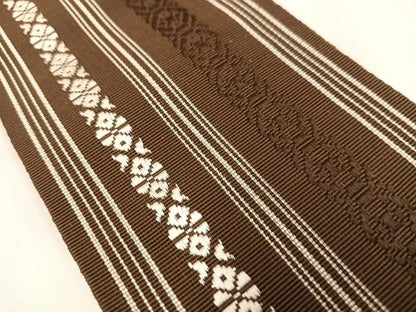 平和屋着物◎男性　本場筑前博多織　角帯　献上　正絹　逸品　AABM5411bw