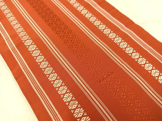 平和屋着物◎本場筑前博多織　半幅帯　献上　正絹　逸品　AABM5412bw