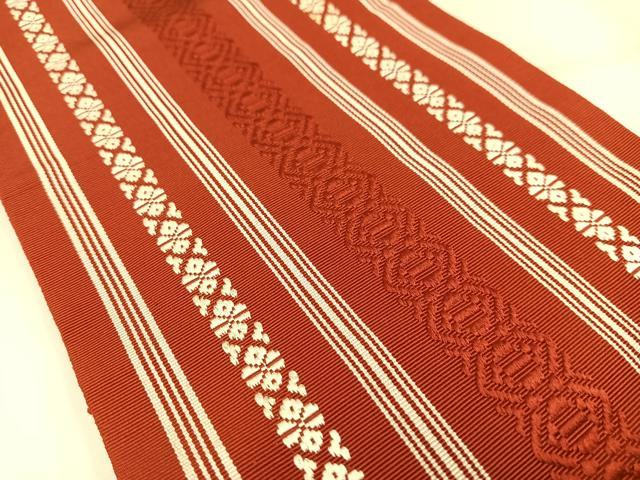 平和屋着物◎本場筑前博多織　半幅帯　献上　正絹　逸品　AABM5414bw