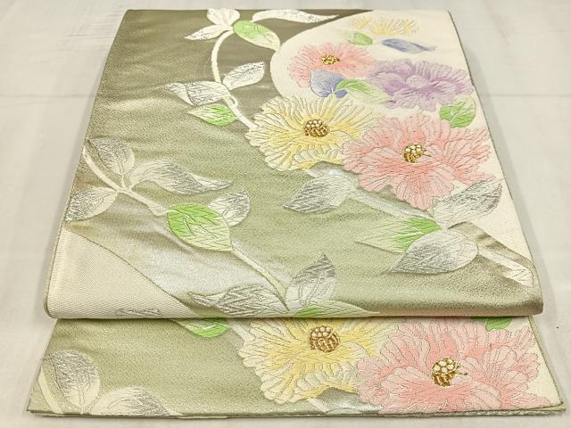 平和屋着物◎六通柄袋帯　唐織　草花文　金銀糸　正絹　逸品　AABM5416bw