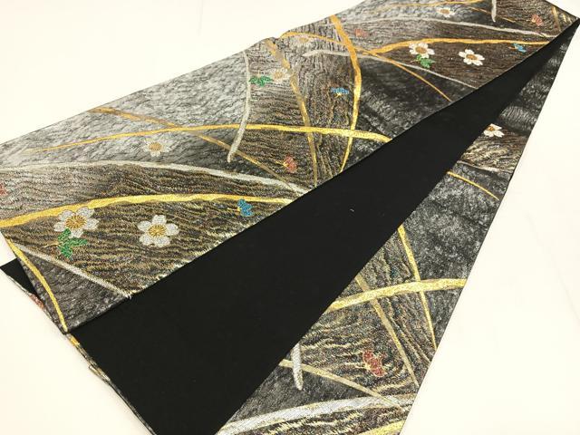 平和屋着物◎六通柄袋帯　舞花文　金銀糸　正絹　逸品　AABM5422bw