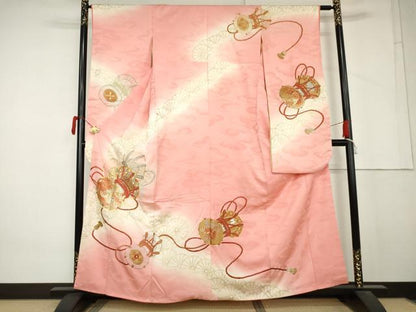 平和屋着物●豪華振袖　総刺繍　駒刺繍　鶴　花鼓文　暈し染め　金彩　金銀糸　正絹　逸品　AABM5442cs