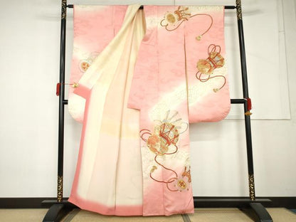 平和屋着物●豪華振袖　総刺繍　駒刺繍　鶴　花鼓文　暈し染め　金彩　金銀糸　正絹　逸品　AABM5442cs
