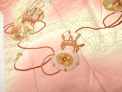 平和屋着物●豪華振袖　総刺繍　駒刺繍　鶴　花鼓文　暈し染め　金彩　金銀糸　正絹　逸品　AABM5442cs
