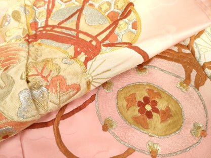 平和屋着物●豪華振袖　総刺繍　駒刺繍　鶴　花鼓文　暈し染め　金彩　金銀糸　正絹　逸品　AABM5442cs