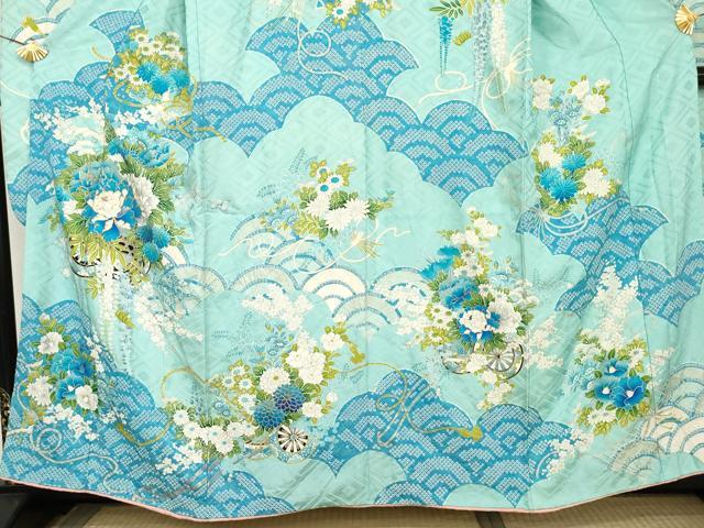 平和屋着物●豪華振袖　絞り　駒刺繍　花車文　正絹　逸品　AABM5444cs