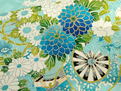 平和屋着物●豪華振袖　絞り　駒刺繍　花車文　正絹　逸品　AABM5444cs