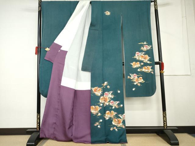 平和屋着物●豪華振袖　鴛鴦花文　金彩　正絹　逸品　AABM5447cs