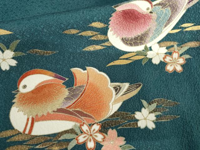 平和屋着物●豪華振袖　鴛鴦花文　金彩　正絹　逸品　AABM5447cs