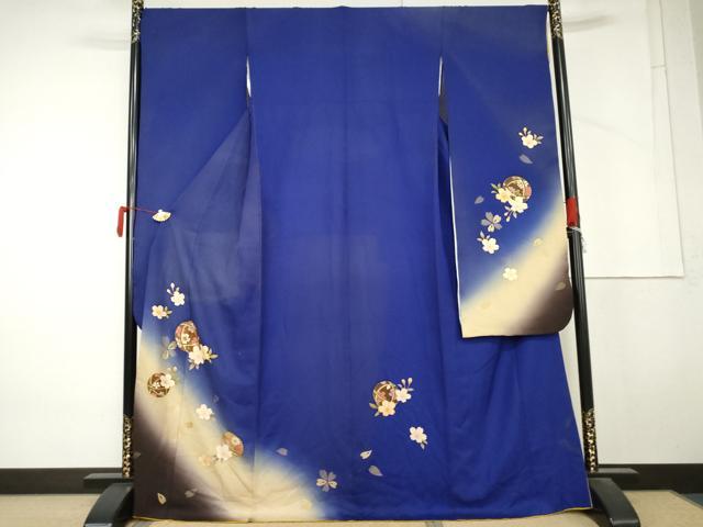 平和屋着物●豪華振袖　桜毬文　暈し染め　金彩　正絹　逸品　AABM5448cs