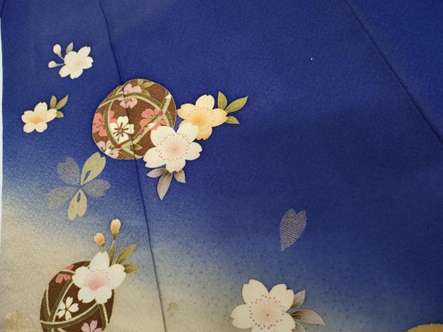 平和屋着物●豪華振袖　桜毬文　暈し染め　金彩　正絹　逸品　AABM5448cs