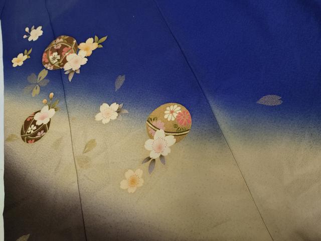 平和屋着物●豪華振袖　桜毬文　暈し染め　金彩　正絹　逸品　AABM5448cs