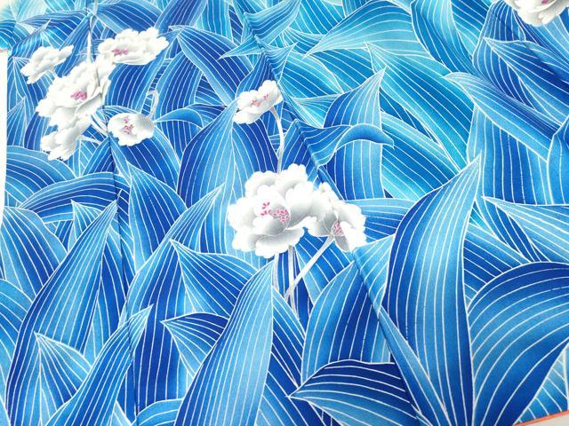 平和屋着物●豪華振袖　駒刺繍　枝花文　暈し染め　銀彩　正絹　逸品　AABM5449cs