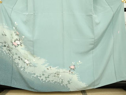 平和屋着物●訪問着　友禅　作家物　枝花文　正絹　逸品　AABM5455cs