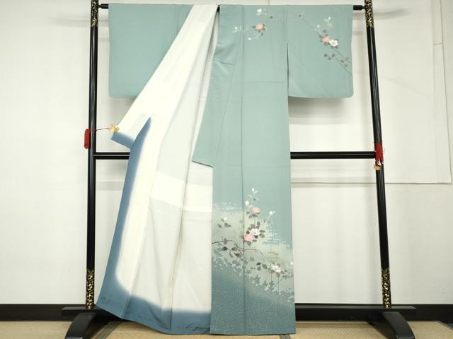 平和屋着物●訪問着　友禅　作家物　枝花文　正絹　逸品　AABM5455cs