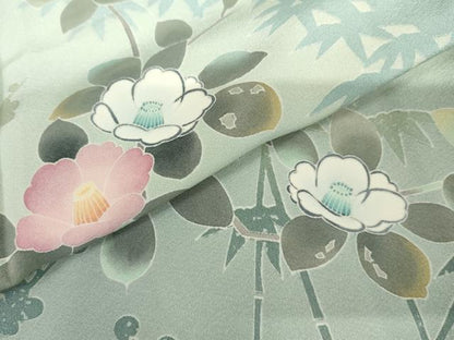 平和屋着物●訪問着　友禅　作家物　枝花文　正絹　逸品　AABM5455cs