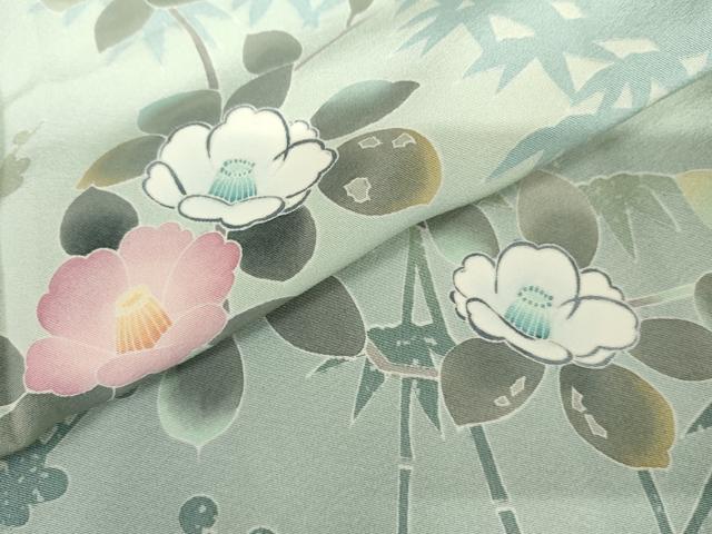 平和屋着物●訪問着　友禅　作家物　枝花文　正絹　逸品　AABM5455cs