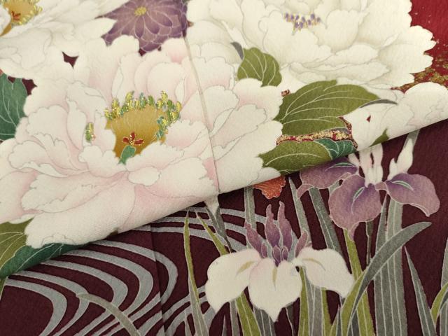 平和屋着物●豪華振袖　刺繍　花車文　舞桜　暈し染め　金彩　金銀糸　ロング丈　正絹　逸品　AABM5458cs