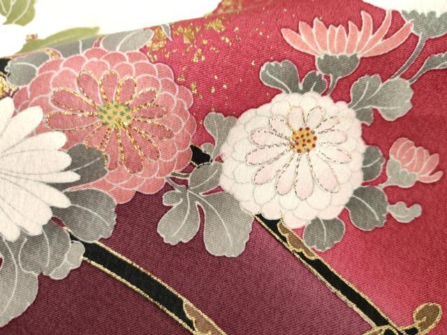 平和屋着物●豪華振袖　刺繍　花車文　舞桜　暈し染め　金彩　金銀糸　ロング丈　正絹　逸品　AABM5458cs