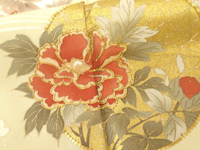 平和屋着物●十日町老舗ブランド　吉澤友禅　吾妻徳穂　訪問着　駒刺繍　花丸文　金彩　正絹　逸品　AABM5462cs