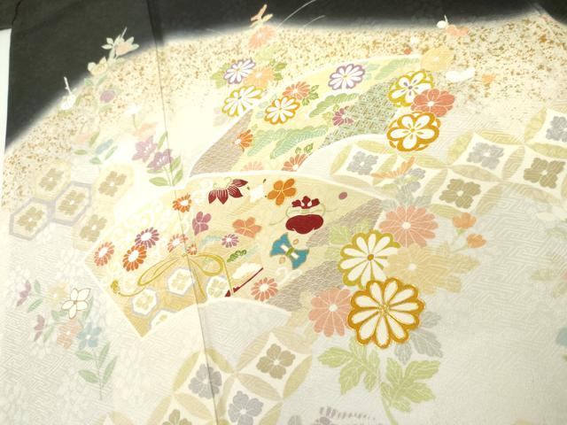 平和屋着物●訪問着　駒刺繍　吉祥草花文　暈し染め　金彩　ロング丈　正絹　逸品　AABM5465cs