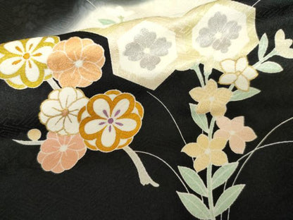 平和屋着物●訪問着　駒刺繍　吉祥草花文　暈し染め　金彩　ロング丈　正絹　逸品　AABM5465cs