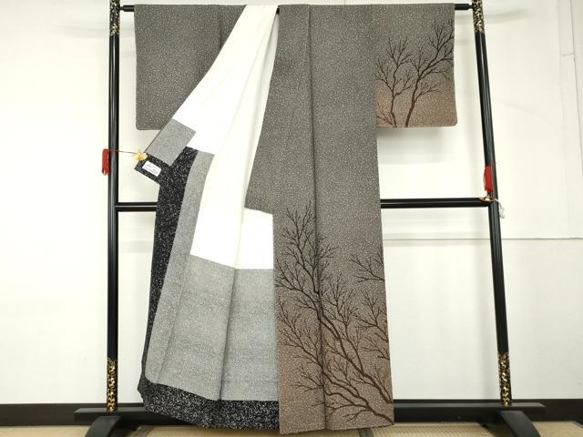 平和屋着物●林淳一　訪問着　枝木文　たたき染め　やまと誂製　正絹　逸品　未使用　AABM5472cs