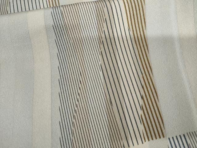 平和屋着物●上質な小紋　市松縞立涌　正絹　逸品　AABM5473cs