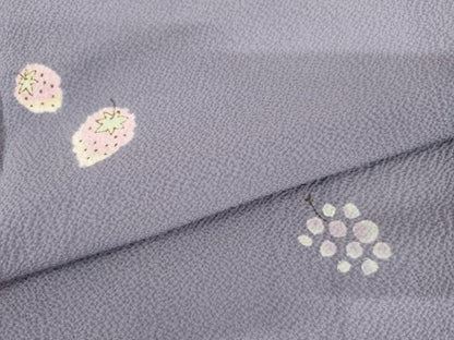 平和屋着物●東ちづる　小紋　成り物　苺　葡萄　檸檬　正絹　逸品　AABM5475cs