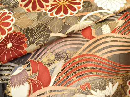 平和屋着物●豪華振袖　駒刺繍　鳳凰花鳥文　暈し染め　金彩　正絹　逸品　AABM5476cs