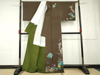 平和屋着物●吉澤友禅　吉田蓑助　訪問着　枝花文　金彩　正絹　逸品　AABM5477cs