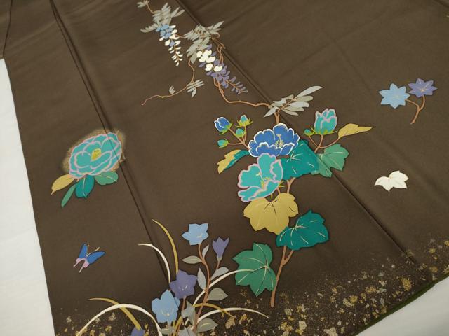 平和屋着物●吉澤友禅　吉田蓑助　訪問着　枝花文　金彩　正絹　逸品　AABM5477cs