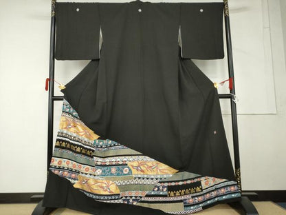 平和屋着物●豪華黒留袖　作家物　鳳凰花文　金彩　正絹　逸品　AABM5478cs