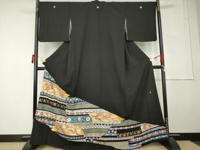 平和屋着物●豪華黒留袖　作家物　鳳凰花文　金彩　正絹　逸品　AABM5478cs