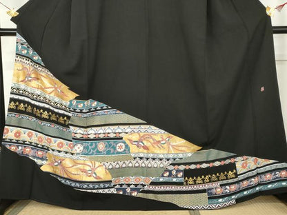 平和屋着物●豪華黒留袖　作家物　鳳凰花文　金彩　正絹　逸品　AABM5478cs