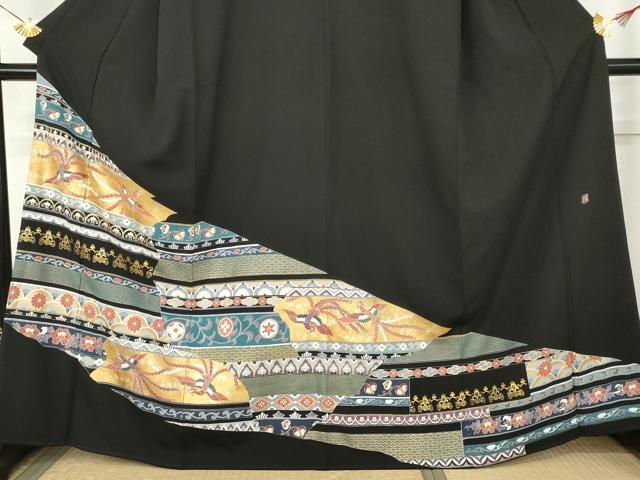 平和屋着物●豪華黒留袖　作家物　鳳凰花文　金彩　正絹　逸品　AABM5478cs