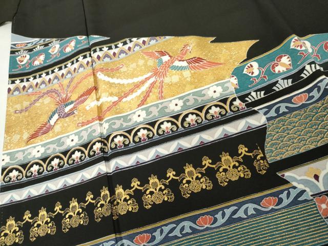 平和屋着物●豪華黒留袖　作家物　鳳凰花文　金彩　正絹　逸品　AABM5478cs