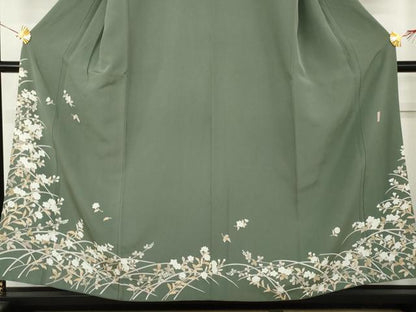 平和屋着物●訪問着　友禅　作家物　枝花文　正絹　逸品　AABM5479cs