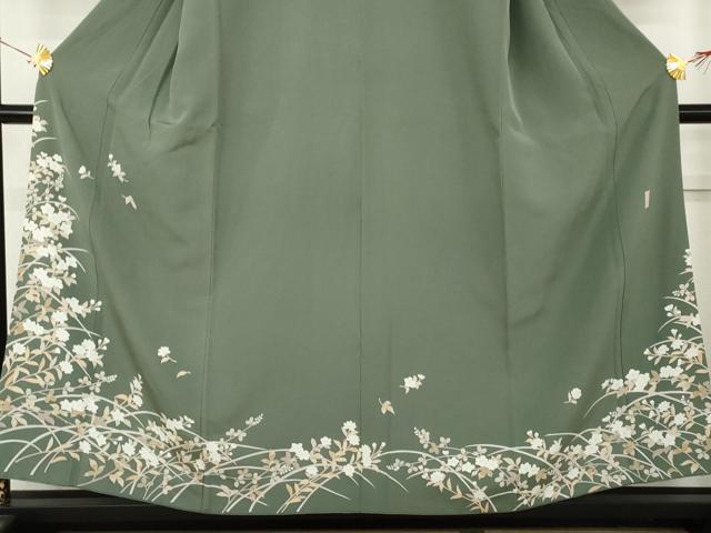 平和屋着物●訪問着　友禅　作家物　枝花文　正絹　逸品　AABM5479cs