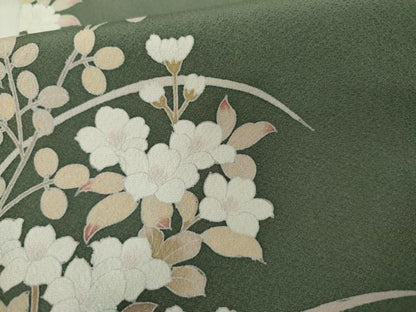 平和屋着物●訪問着　友禅　作家物　枝花文　正絹　逸品　AABM5479cs
