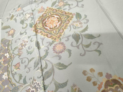 平和屋着物●訪問着　総刺繍　更紗花文　金糸　正絹　逸品　AABM5484cs