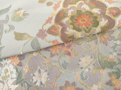 平和屋着物●訪問着　総刺繍　更紗花文　金糸　正絹　逸品　AABM5484cs