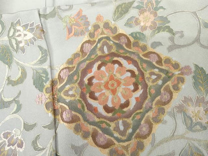 平和屋着物●訪問着　総刺繍　更紗花文　金糸　正絹　逸品　AABM5484cs