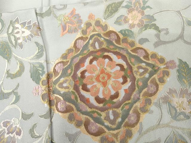 平和屋着物●訪問着　総刺繍　更紗花文　金糸　正絹　逸品　AABM5484cs