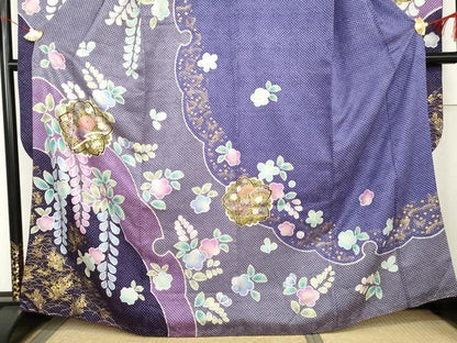 平和屋着物●豪華振袖　総絞り　雪輪桜文　金彩　正絹　逸品　AABM5485cs