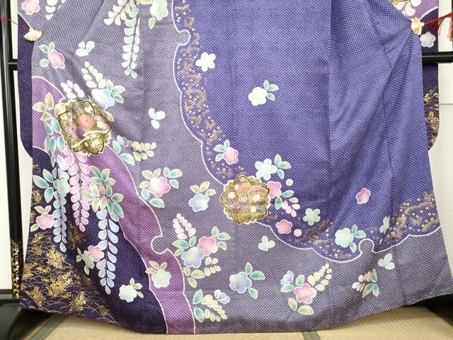 平和屋着物●豪華振袖　総絞り　雪輪桜文　金彩　正絹　逸品　AABM5485cs