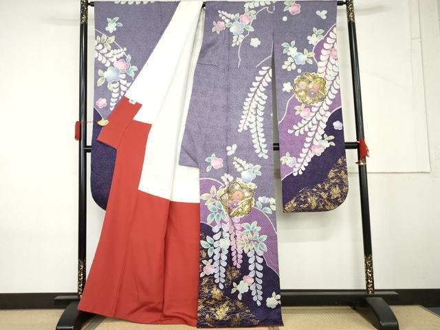 平和屋着物●豪華振袖　総絞り　雪輪桜文　金彩　正絹　逸品　AABM5485cs